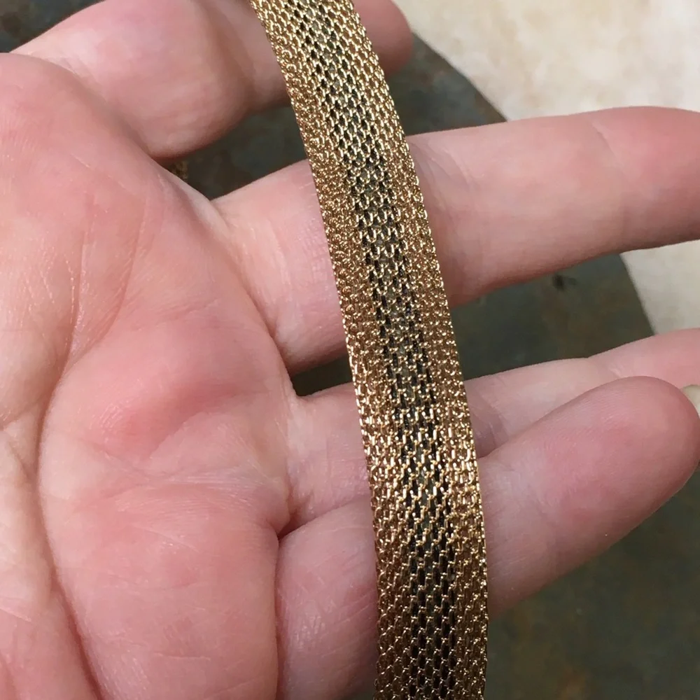 Offer??  Retro style woven metal choker necklace gold (color) black bold unique - Picture 7 of 8